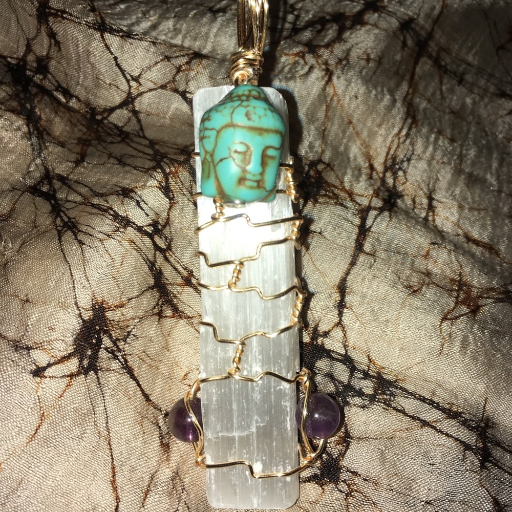 🚨SOLD🚨 Buddha Selenite & Amethyst Necklace